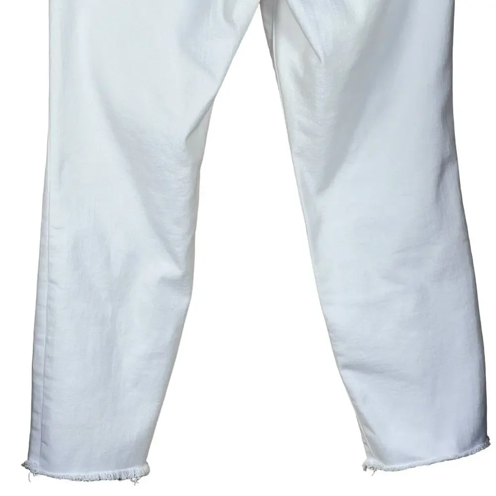 Athleta Sculptek Women’s White High-Rise Cropped Raw Hem Stretchy Jeans Size 8